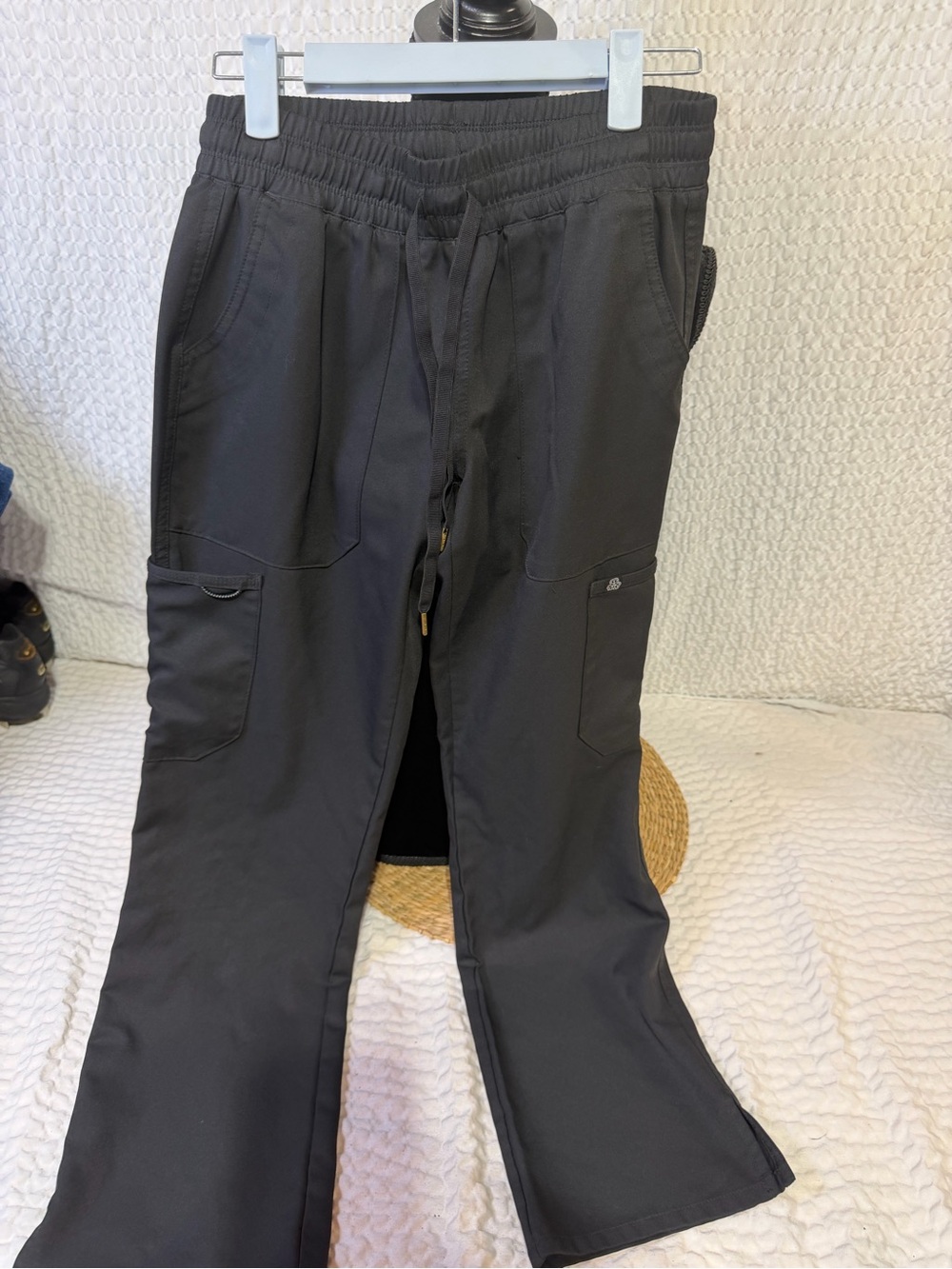 Women’s scrub Black Stretch Cargo Work Pants - Elastic Waist XS petite